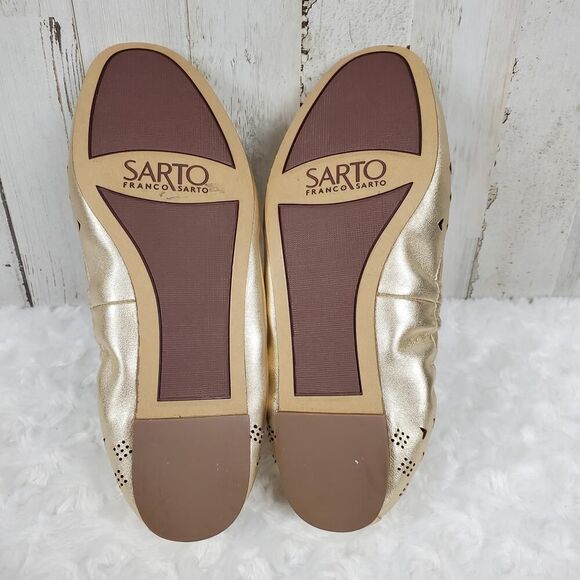 Franco Sarto Brewer Leather Ballet Flats Metallic Gold Size 6 - Picture 7 of 10